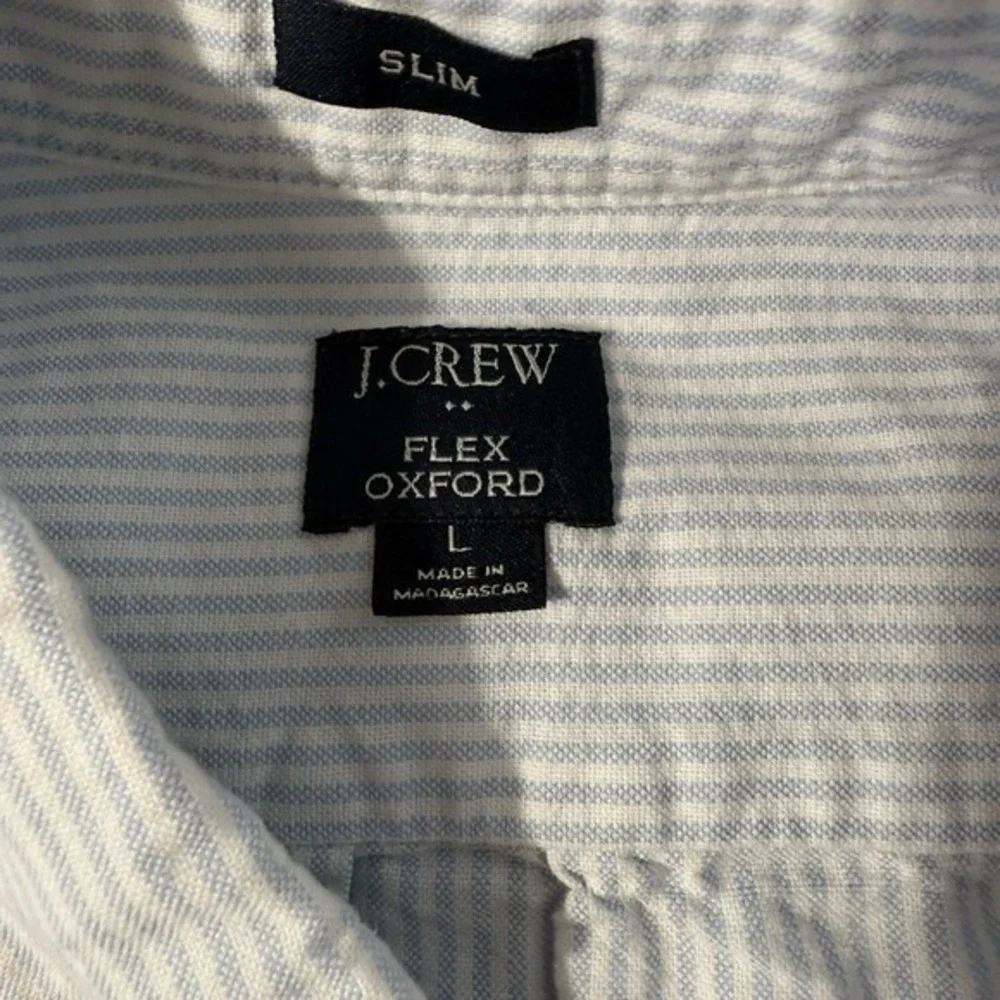 J.Crew Flex Oxford Slim Fit Pinstripe Button Down Shirt Mens Large‎